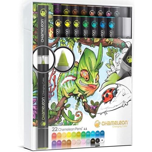Chameleon Art Products,Chameleon Color Tones,Deluxe Set -22 Pens,LONG LASTING,NON-TOXIC,ideal for paper crafts, manga, fine art