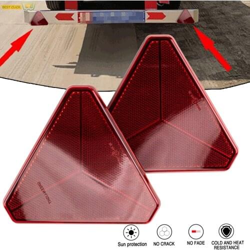 2 Pcs Triangle Red Alerts Safety Sign Reflective Stickers Strip Rear Reflector Gate Post Camper RV Bus Van Truck Trailer