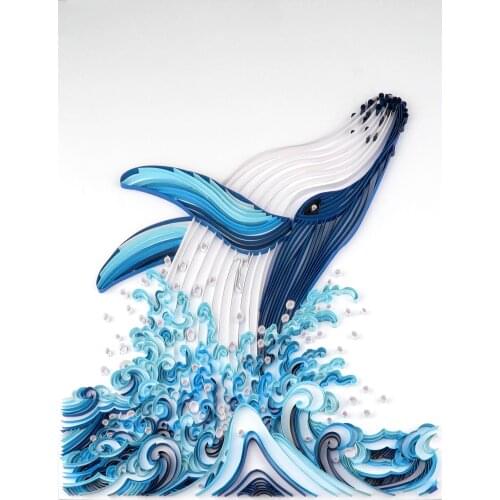 UNIQUILLING Blue Whale Quilling Paper Paintings Wall Art Decor DIY Quilling Paper Crafts Gifts DIY Quilling Paper Tools Kits