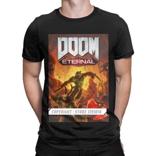 Funny Doom Eternal Cover Art T Shirts Fashion Men Amazing Tee Shirt Harajuku Funny Movie Game New Tshirt Mens