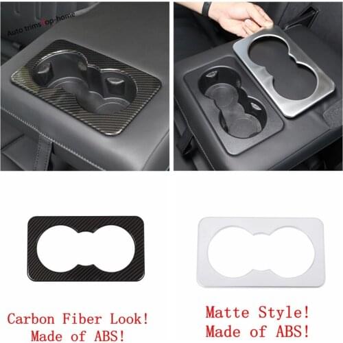 Rear Seat Water Cup Holder Panel Cover Trim ABS Carbon Fiber Look / Matte Accessories Fit For Land Rover Defender 110 2020 2021