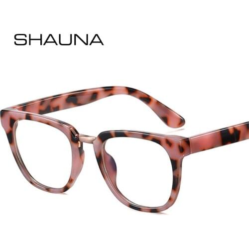 SHAUNA Retro TR90 Square Women Glasses Frame Clear Anti Blue Light Eyewear Spring Hinge Men Optical Frame Computer Glasses