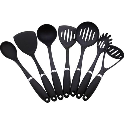 1pcs Nylon Kitchenware Kitchen Gadgets Non Stick Black Cook Utensils Heat Resistant Cooking Turner Soup Ladle Spatula Shovel