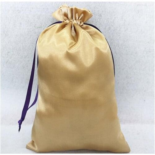 10*14cm satin drawstring bag small jewelry bags wholesale custom satin wig bag for hair storage and packaging