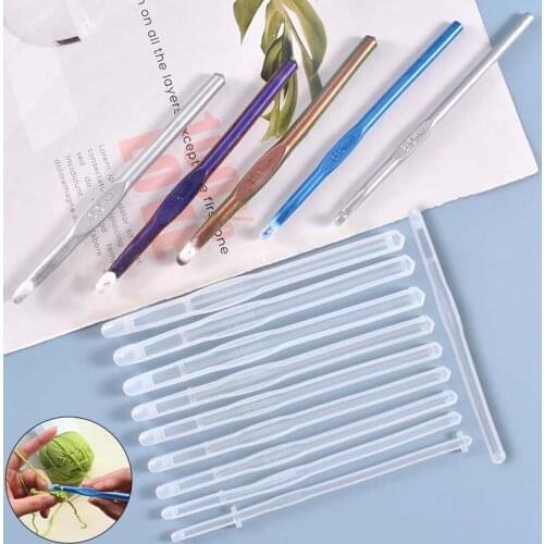 10 Kinds Of Crystal Epoxy Crochet Hook Mold DIY Knit Sweater Scarf Casting Tool Silicone Craft Mold Making Tool