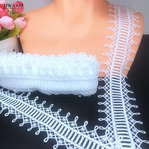 10yard New white bar code double side water soluble lace fabric ribbon sewing trim 5cm embroidery fine quality hollow out lace