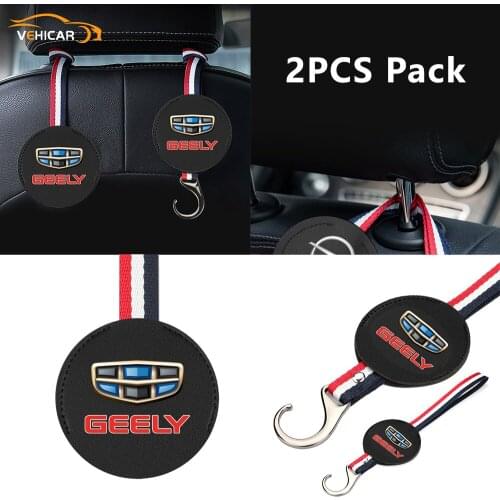 VEHICAR Car Seat Headrest Hooks 2Pcs For GEELY Car Seatback Clip Portable Organizer Hanger Storage for Handbag Clothes Bags