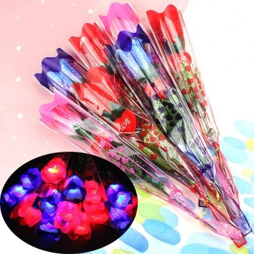 30pcs Romantic LED Lighted Rose Flower Valentines Day Gift Party Home Proposal Wedding Birthday Decoration Halloween Christmas