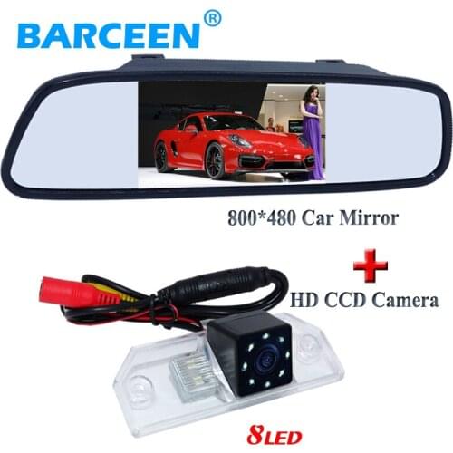4.3" lcd display screen universal car parking mirror +8 led ccd image sensor car rearview camera suitable for Ford-focus sedan