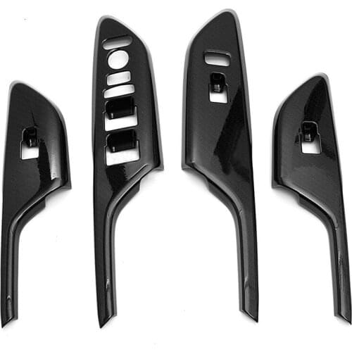 4pcs ABS Carbon Fiber Style Car Interior Armrest Window Lift Switch Button Cover Trim Bezel For C-ivic 2016 2017 RHD