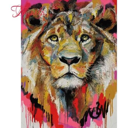 TOUOILP 5D Full DIY Diamond painting"Colored lion"patterns bead Cross Stitch Rhinestone Embroidery Mosaic Hindu god,decor home