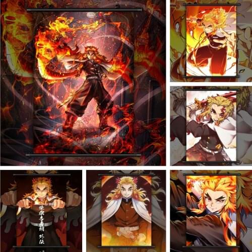 WTQ Anime Posters Demon Slayer Kimetsu No Yaiba Rengoku Kyoujurou Canvas Painting Wall Decor Posters Wall Art Picture Home Decor