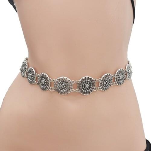 Body chain vintage waist chain cutout flower heart pattern sexy belly belt chain link body jewelry