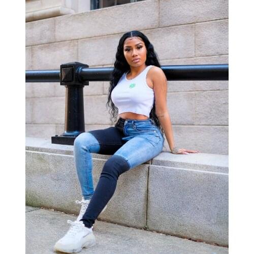 Color Block Spliced Casual Denim Long Pant Fashion High Waist Skinny Pencil Trouser Streetwear Zipper Fly Bodycon Jeans