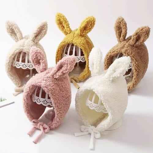 Baby Fetal Cap Autumn and Winter New Outdoor Warm Hat Childrens Plush Cap Skin-friendly Fashion Rabbit Ears Baby Winter Hat
