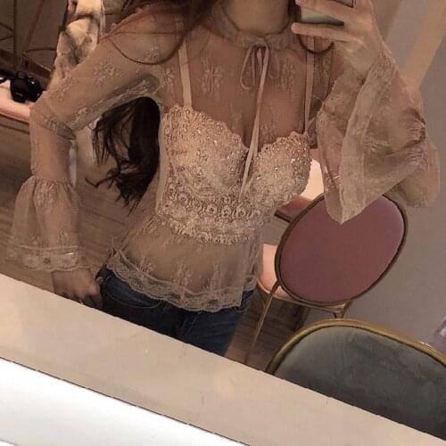 Women Lace Beaded Bustier Pearls Diamond Crop Top Push Up Bra Vest Corset Top with rhinestones Plus Size