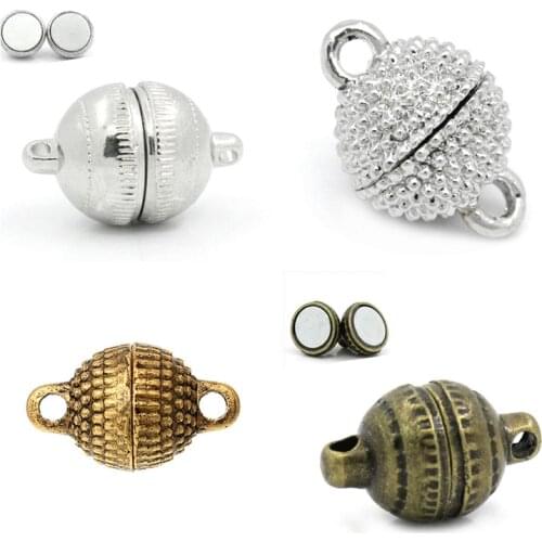 DoreenBeads Clasps Hematite Magnetic Clasps Ball Silver Color Jewelry DIY Charms Handmade Necklace Findings , 1 Set