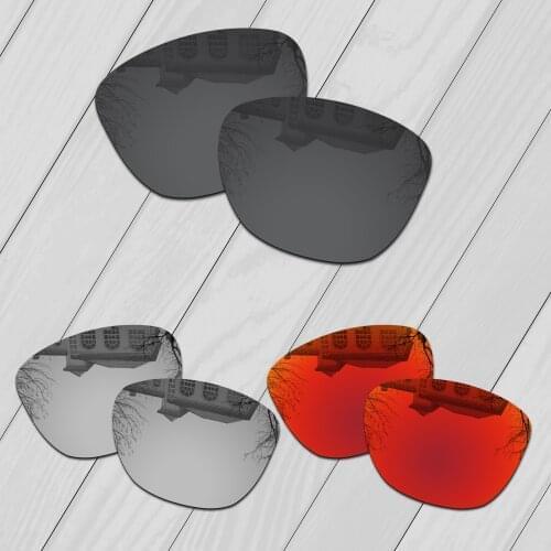 E.O.S 3 Pairs Black & Silver & Fire Red Polarized Replacement Lenses for Oakley Frogskins OO9013 Sunglasses