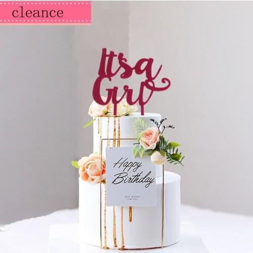 Its a girl red acrylic cake topper girl baby birthday cake toppers baby shower birthday party decorations