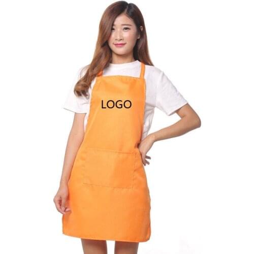 Unisex Restaurant Home Kitchen Cooking Craft Work Commercial Kit Apron With Pockets For Women Men Aprons print logo from 10 PCS