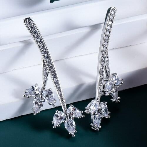 JIMBORA Sparkly Fashion Branches Crystal Pendant Earrings For Women Girl Daily Fashion Wedding Bridal Jewelry High Quality New