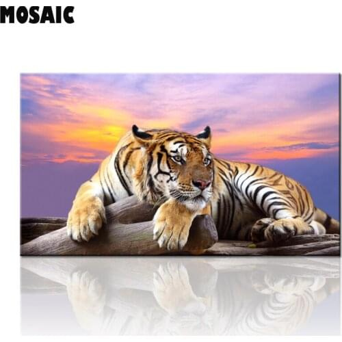 Large Sunset Landscape Photo diamond painting Animal 5d tiger Canvas painting Wall Art Picture mosaic diamond Wall Decoration
