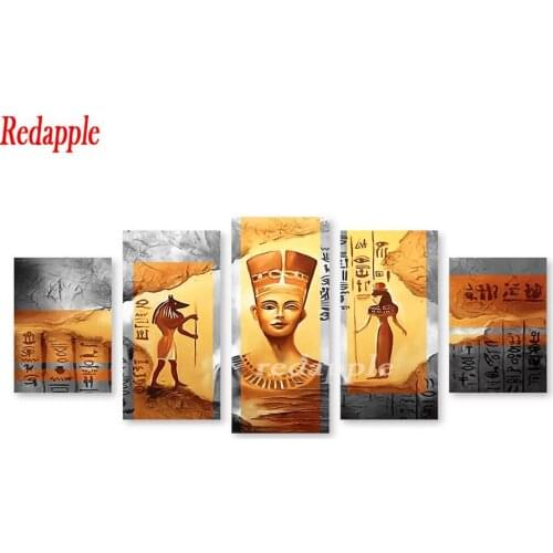 3D rhinestones mosaic Egyptian Classical Art full embroidery paint with diamonds painting Egyptian Pharaoh 5 pcs set home decor