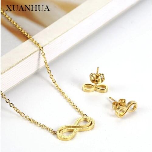 XUANHUA Stainless Steel Jewelry Set Woman Vogue 2019 Endless Necklace Earrings Set Wholesale Lots Bulk Jewelry Accessories