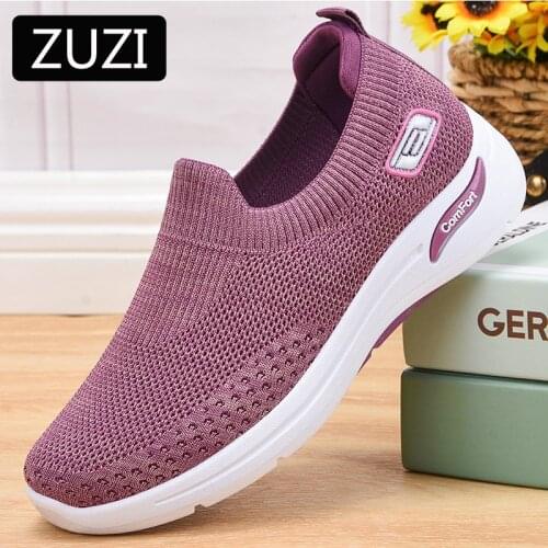 ZUZI Women Leisure Sneakers Outdoor Mesh Soft Bottom Sport Shoes Solid Slip on Breathable Shoes Sneakers Women Zapatos Mujer