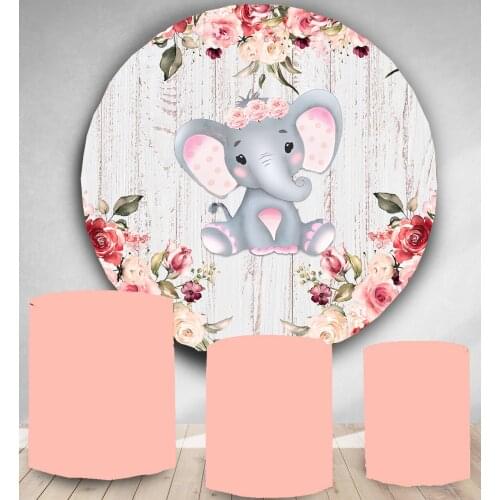Circle backdrop round photo background baby shower elephant flower kids birthday party decor candy dessert table cover YY-120