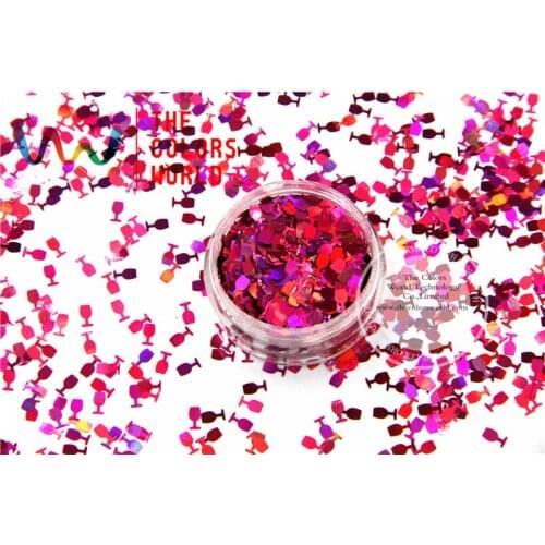 TCA912 Laser Plum Color Goblet Champagne Glass 5MM Nail Art Glitter dust ,Specular luster tatto,Art decoration and others
