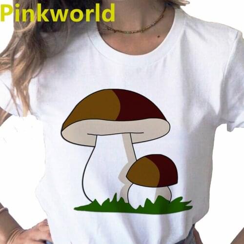 Summer Colorful mushrooms print ladies T-shirt ladies casual basis O-collar white shirt short sleeve ladies T-shirt,Drop Ship