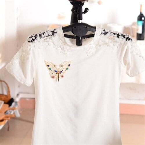 Maxsin 1 Pcs High Quality Hand-Beaded Organza Color Rhinestone Butterfly Stickers Hand-Sewn Garment Decoration Patch DIY