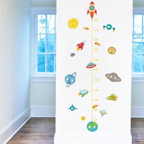 Fashion cartoon Wall stickers Home decoration growth map baby height scale wallpaper Planet Space PVC removable sticker