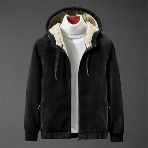 Men Thick Coat Winter Warm Fleece Hoodie Zip Up Jacket Lined Sherpa Outwear