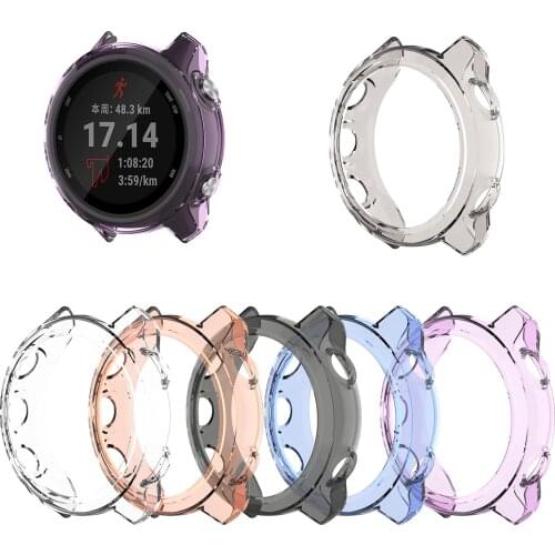 TPU Soft Case Shell Edge Frame Glass Screen Protector For Garmin Forerunner 245/245M Fr245 Music Watch Protective Bumper Cover