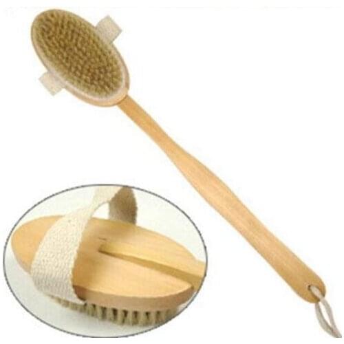 New Arrive Natural Long Wooden Bristle Body Brush Massager Bath Shower Back Spa Scrubber