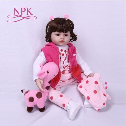 NPK 55cm New Design pink giraffe Vinyl Reborn Baby Doll Toy For Girl Boys Newborn Dolls For Children Birthday Gifts Baby Dress