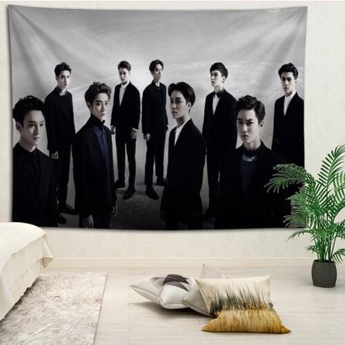 Custom EXO printed Creative tapestry living room bedroom background wall fabric hanging painting small fresh