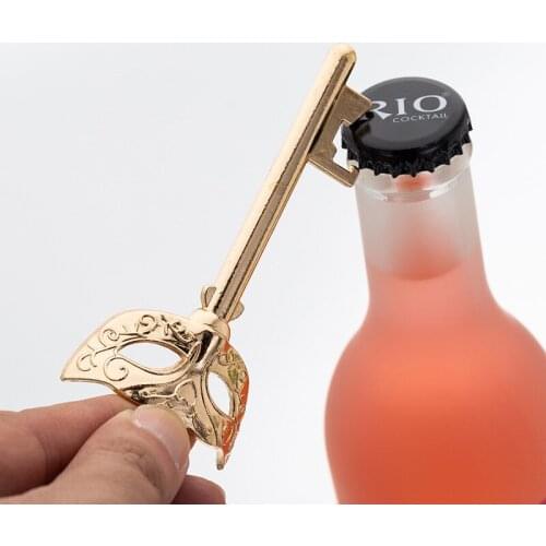 Zinc Alloy Small Party Gifts Mask Shaped Beer Bottle Opener Golden Color Wedding Gifts for Guests Kitchen Tools Accessories
