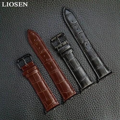 LIOSEN Watches Bracelet for Apple Watch Series 1 2 3 Black Brown Watchbands Genuine Leather Strap Watch Band 38mm 42mm