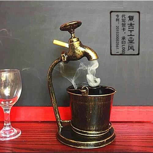 Retro creative iron ashtray bar restaurant office decoration ornaments personalized multi-functional Faucet cigarette ashtray
