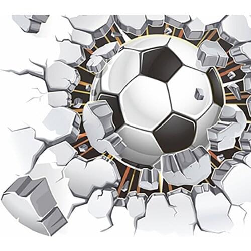 Self-adhesive Wall Stickers Mount Football Pattern 3D Poster Sticker for Bedroom Live Room Window