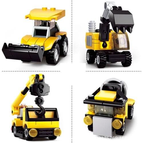SLuban Engineering Series N becomes Small Particle Car Building Blocks Mini Assembly Toy For Boys Excavator Model Gift Birthday