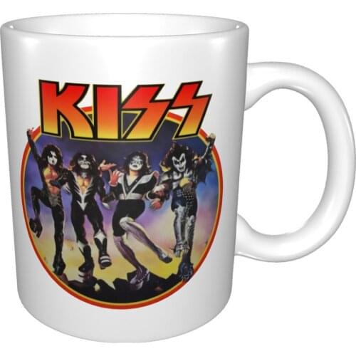 New Kiss Band Vintage Kiss Neon Band Rock And Roll Mug Coffee Cup Coffee Mug Wine Glasses Rings For Men
