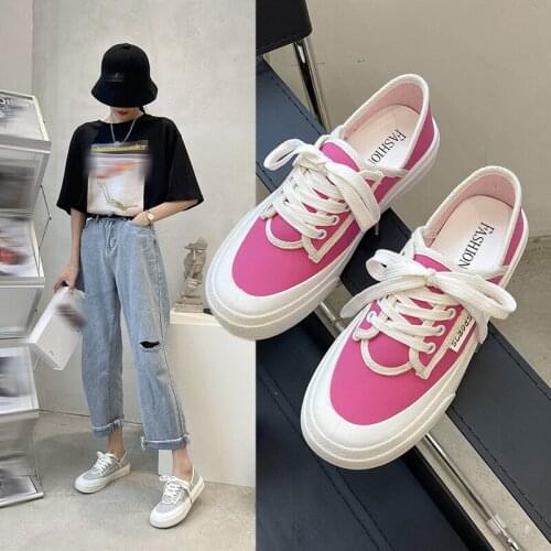 Womens Fashion Sneakers, Casual White Sports Shoes (Canvas Upper, Rubber Sole)