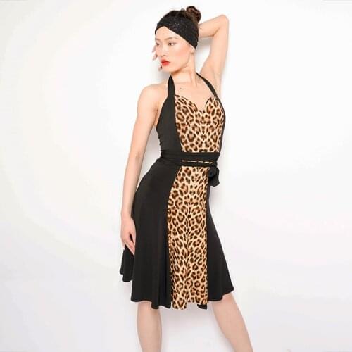 Leopard Latin Dance Dress Women Designer Clothes Sexy Stage Costume Gatsby Dress Salsa Dancer Outfit Tap Dancewear JL2867