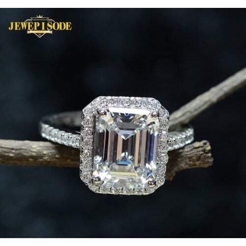 Jewepisode Classic 6ct 8x10MM Lab Moissanite Diamond Wedding Ring 100% Solid 925 Sterling Silver Fine Jewelry Rings for Women