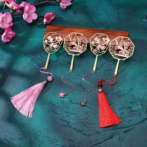 1pc Kawaii Magnolia Flower Group Fan Bookmark Decor Accessories Brass Book Mark Page Folder Office School Supplies Stationery