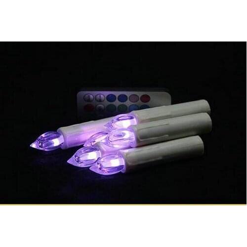 10pcs Battery operate Flameless LED taper Candle lamp teaLight w/18key remote controller&Clip Wedding Xmas Tree Party Multicolor